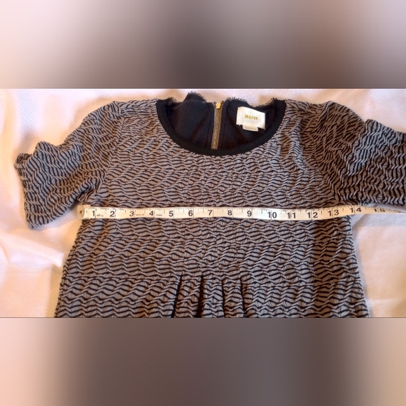 MAEVE Women's Grey Black Eyelash Trim Hem Empire Waist Midi Short Sleeve Zip XXS - Picture 11 of 15